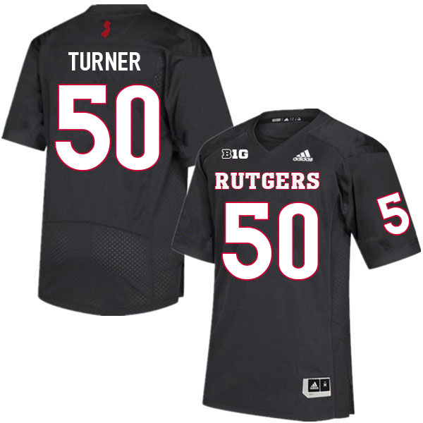 Men #50 Julius Turner Rutgers Scarlet Knights College Football Jerseys Sale-Black